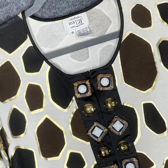 Cardigan Sweater Womens Medium Multicolor Embellished Giraffe Eclectic Boho - Picture 2 of 7